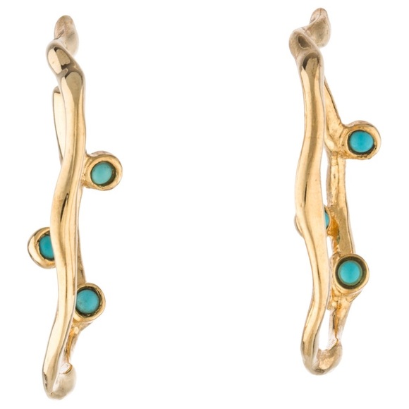 Kara Ross Hoop Earrings Amethyst gems - Picture 2 of 8